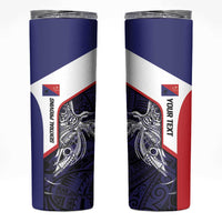 Personalised PNG Central Province Skinny Tumbler Bird of Paradise Tattoo Flag Motif LT9 Blue - Polynesian Pride