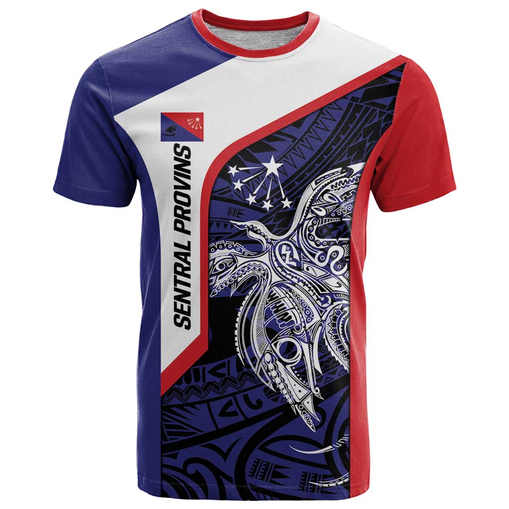 Personalised PNG Central Province T Shirt Bird of Paradise Tattoo Flag Motif - Polynesian Pride