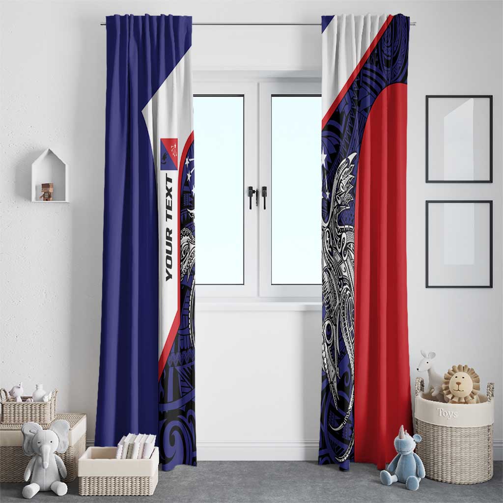 Personalised PNG Central Province Window Curtain Bird of Paradise Tattoo Flag Motif - Polynesian Pride