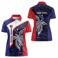 Personalised PNG Central Province Women Polo Shirt Bird of Paradise Tattoo Flag Motif - Polynesian Pride