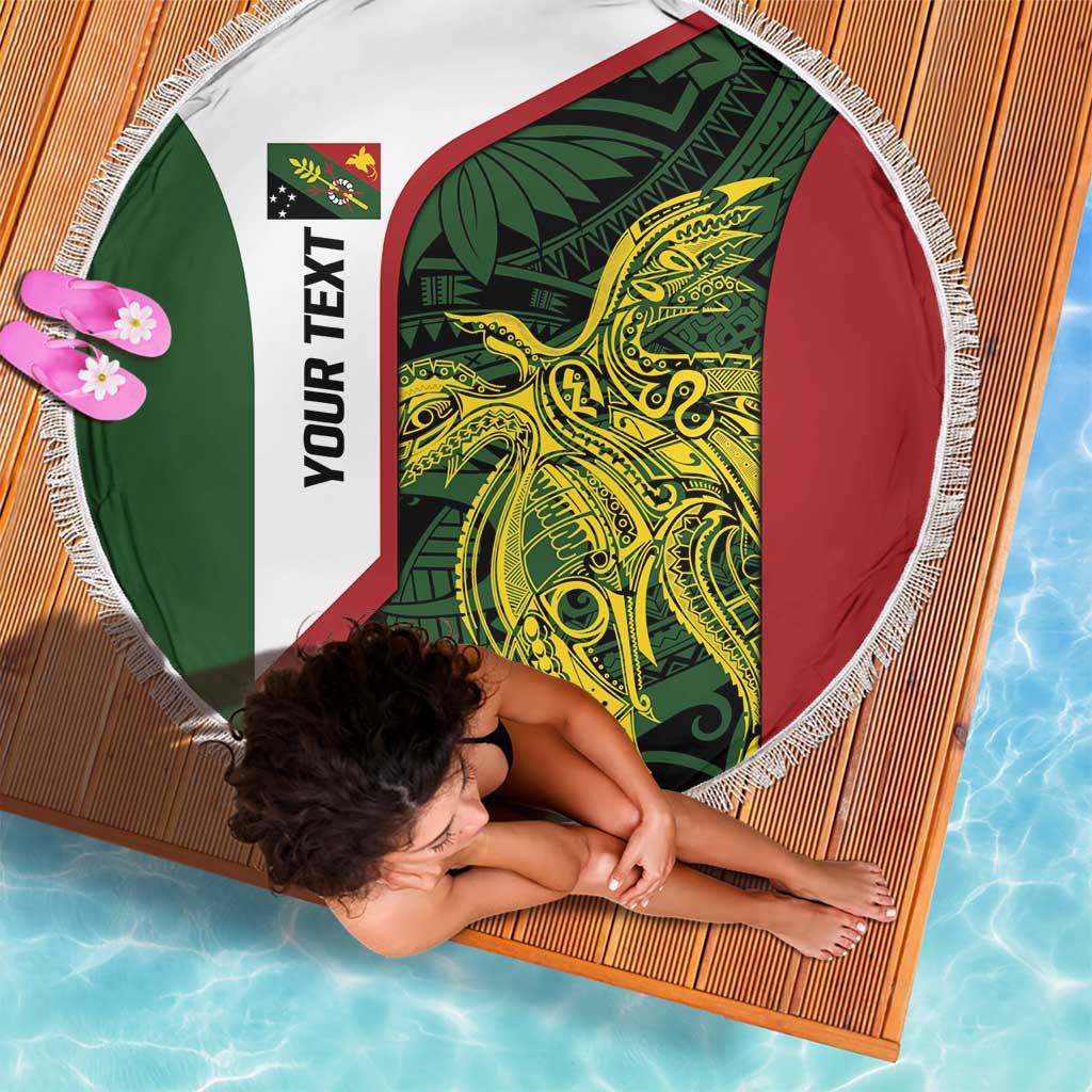 Personalised PNG Chimbu Province Beach Blanket Bird of Paradise Tattoo Flag Motif - Polynesian Pride