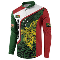 Personalised PNG Chimbu Province Button Sweatshirt Bird of Paradise Tattoo Flag Motif - Polynesian Pride