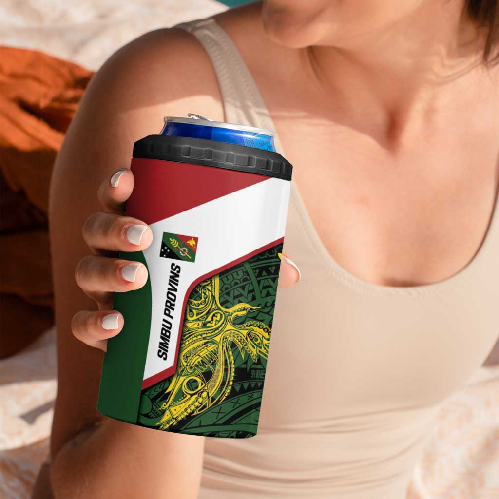 Personalised PNG Chimbu Province 4 in 1 Can Cooler Tumbler Bird of Paradise Tattoo Flag Motif LT9 - Polynesian Pride