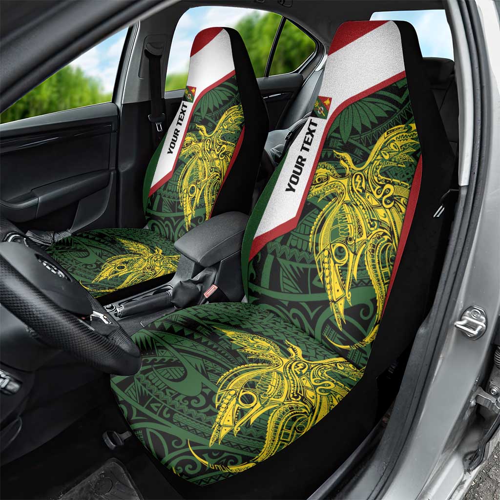 Personalised PNG Chimbu Province Car Seat Cover Bird of Paradise Tattoo Flag Motif - Polynesian Pride