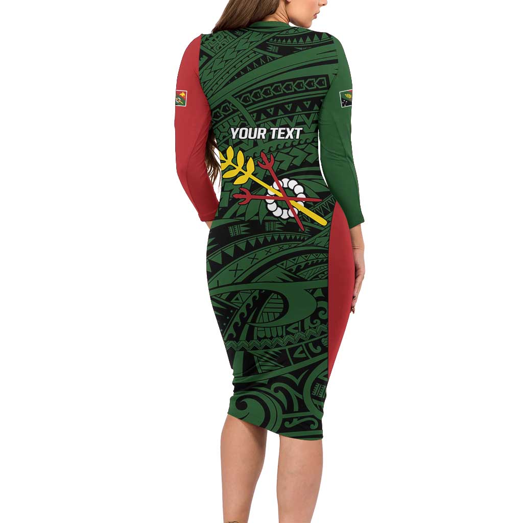 Personalised PNG Chimbu Province Family Matching Long Sleeve Bodycon Dress and Hawaiian Shirt Bird of Paradise Tattoo Flag Motif - Polynesian Pride
