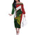 Personalised PNG Chimbu Province Family Matching Off The Shoulder Long Sleeve Dress and Hawaiian Shirt Bird of Paradise Tattoo Flag Motif - Polynesian Pride