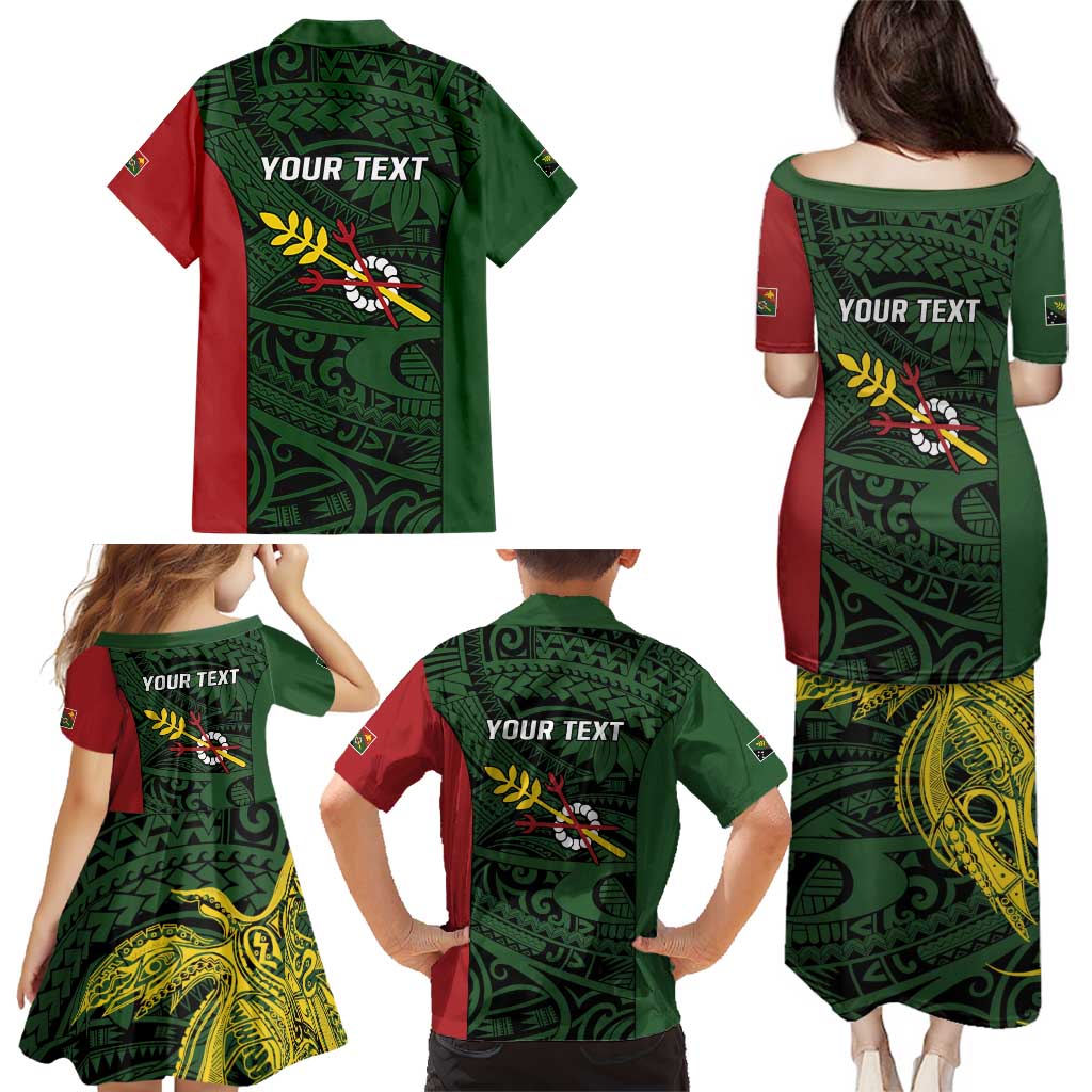 Personalised PNG Chimbu Province Family Matching Puletasi and Hawaiian Shirt Bird of Paradise Tattoo Flag Motif - Polynesian Pride