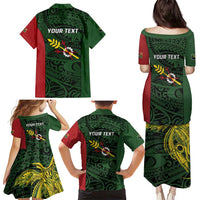Personalised PNG Chimbu Province Family Matching Puletasi and Hawaiian Shirt Bird of Paradise Tattoo Flag Motif - Polynesian Pride