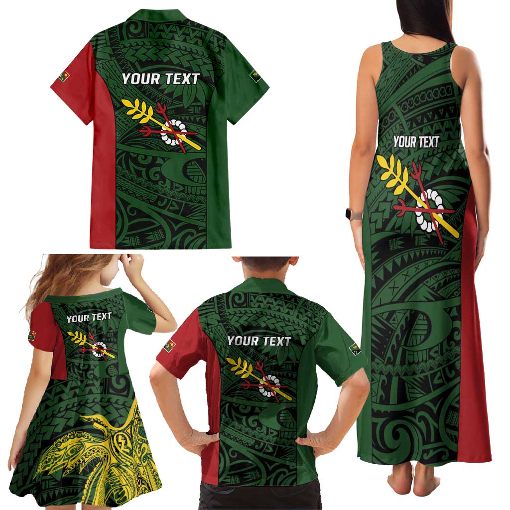 Personalised PNG Chimbu Province Family Matching Tank Maxi Dress and Hawaiian Shirt Bird of Paradise Tattoo Flag Motif - Polynesian Pride