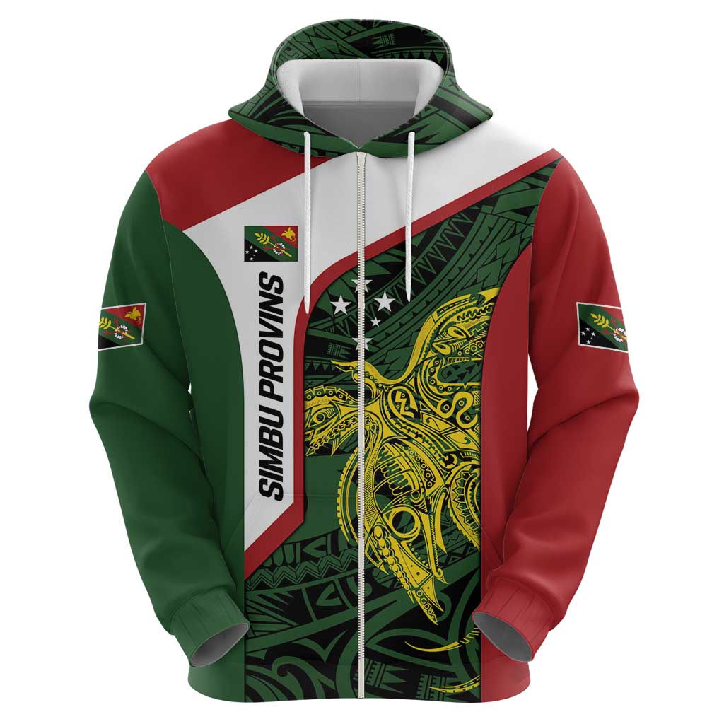 Personalised PNG Chimbu Province Hoodie Bird of Paradise Tattoo Flag Motif - Polynesian Pride