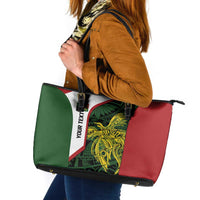 Personalised PNG Chimbu Province Leather Tote Bag Bird of Paradise Tattoo Flag Motif - Polynesian Pride