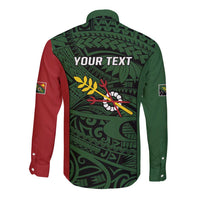 Personalised PNG Chimbu Province Long Sleeve Button Shirt Bird of Paradise Tattoo Flag Motif - Polynesian Pride