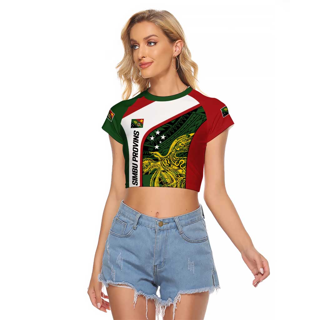 Personalised PNG Chimbu Province Raglan Cropped T Shirt Bird of Paradise Tattoo Flag Motif - Polynesian Pride
