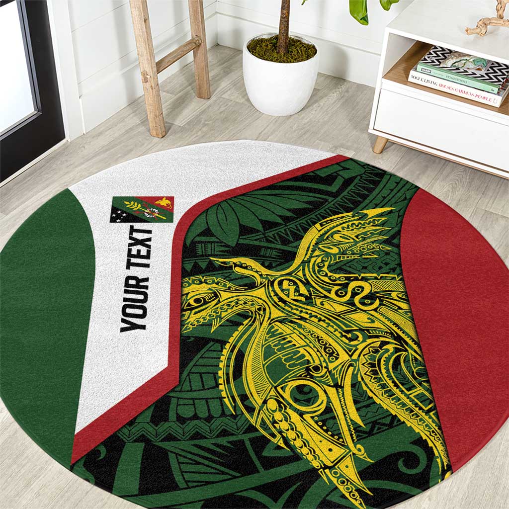 Personalised PNG Chimbu Province Round Carpet Bird of Paradise Tattoo Flag Motif LT9 Red - Polynesian Pride