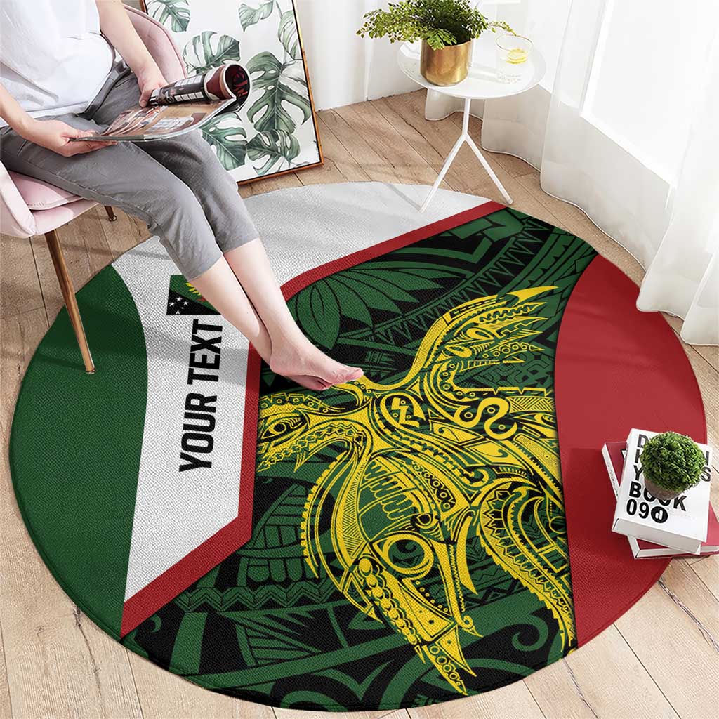 Personalised PNG Chimbu Province Round Carpet Bird of Paradise Tattoo Flag Motif LT9 - Polynesian Pride