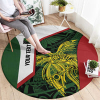 Personalised PNG Chimbu Province Round Carpet Bird of Paradise Tattoo Flag Motif LT9 - Polynesian Pride