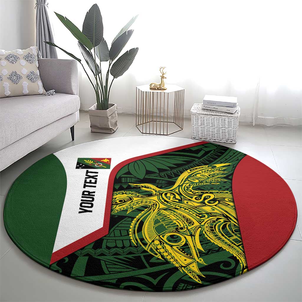Personalised PNG Chimbu Province Round Carpet Bird of Paradise Tattoo Flag Motif LT9 - Polynesian Pride