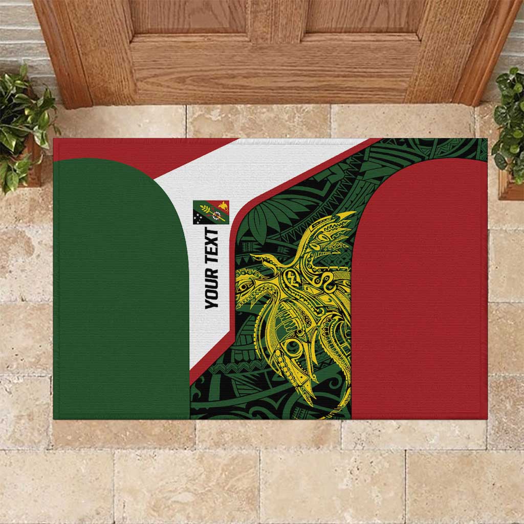 Personalised PNG Chimbu Province Rubber Doormat Bird of Paradise Tattoo Flag Motif - Polynesian Pride