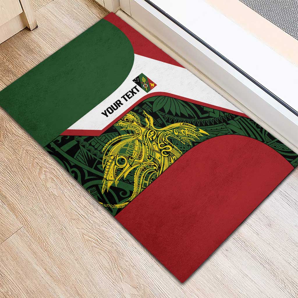 Personalised PNG Chimbu Province Rubber Doormat Bird of Paradise Tattoo Flag Motif - Polynesian Pride