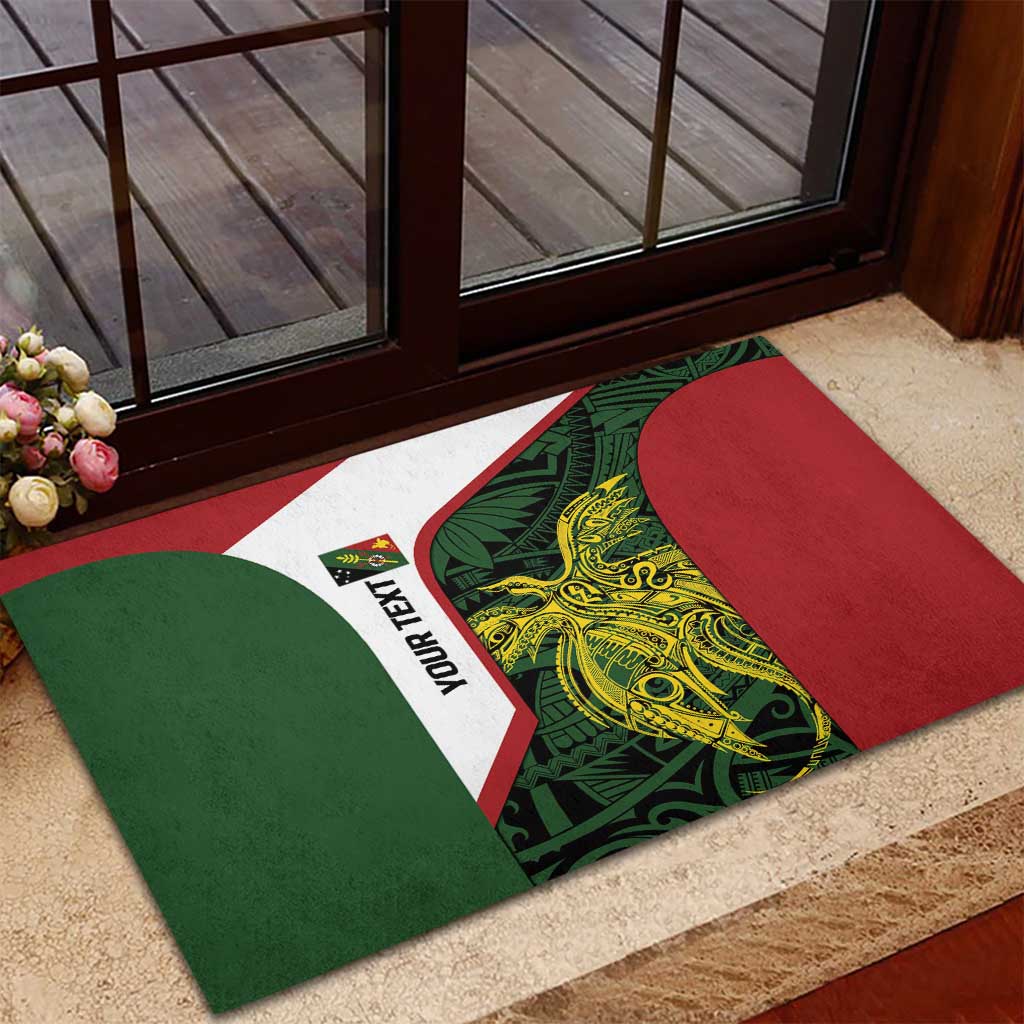 Personalised PNG Chimbu Province Rubber Doormat Bird of Paradise Tattoo Flag Motif - Polynesian Pride