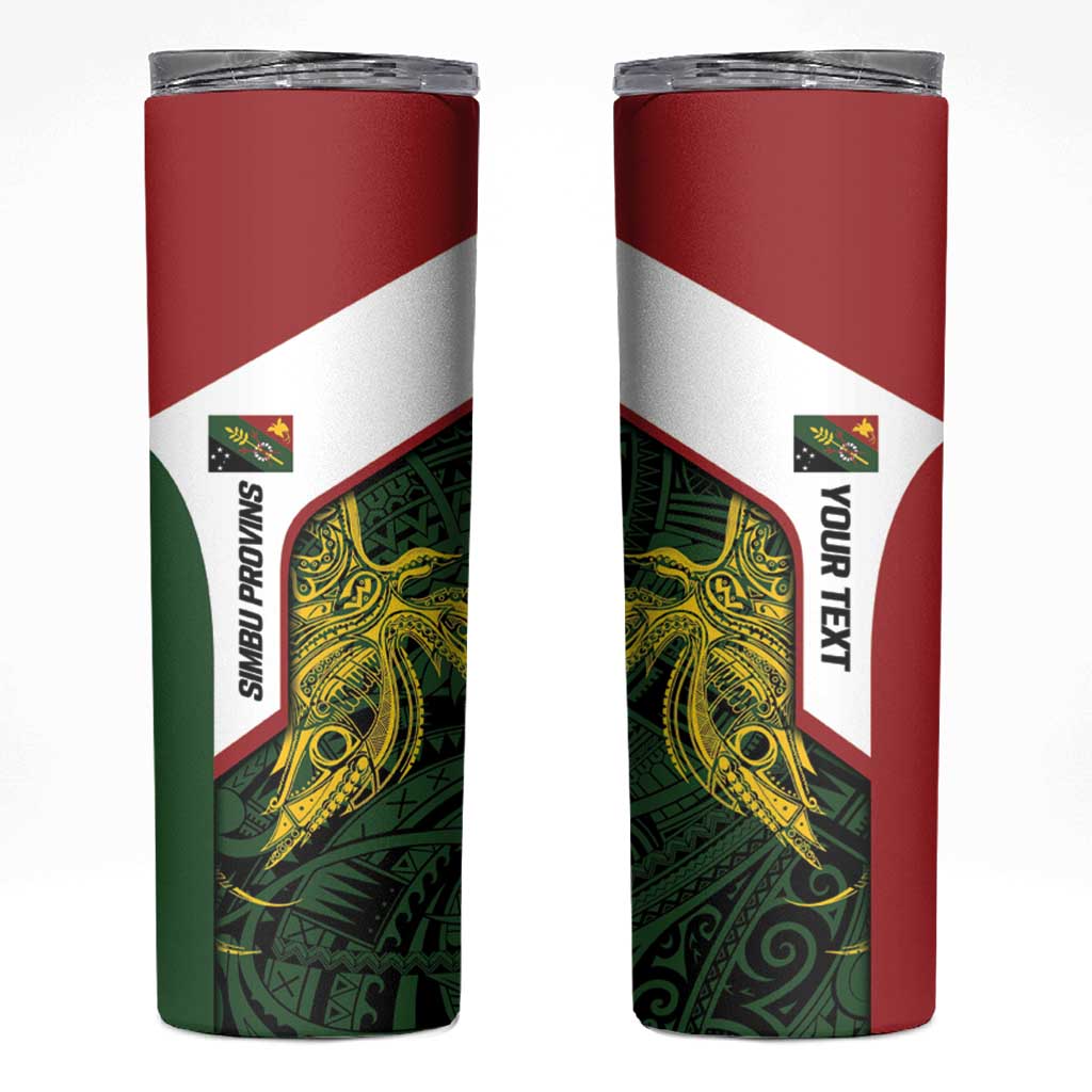 Personalised PNG Chimbu Province Skinny Tumbler Bird of Paradise Tattoo Flag Motif LT9 Red - Polynesian Pride