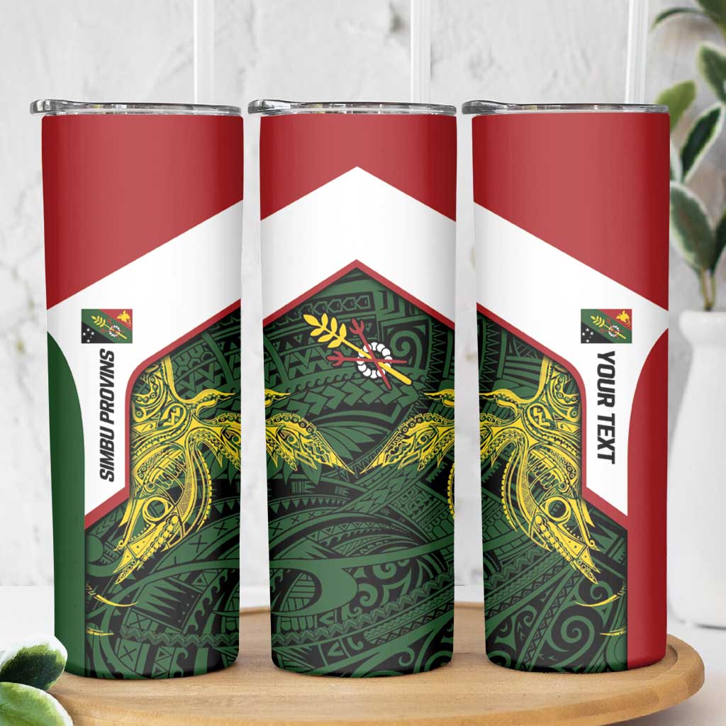 Personalised PNG Chimbu Province Skinny Tumbler Bird of Paradise Tattoo Flag Motif LT9 - Polynesian Pride