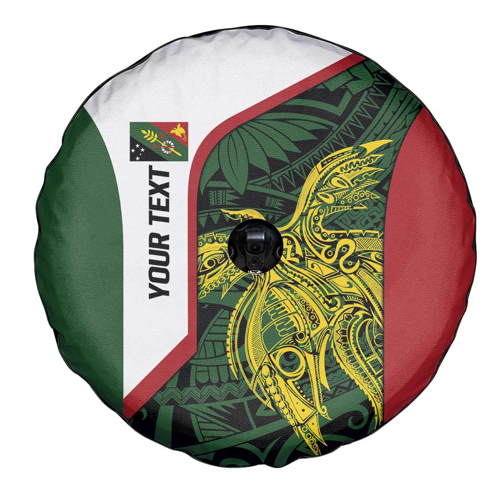 Personalised PNG Chimbu Province Spare Tire Cover Bird of Paradise Tattoo Flag Motif - Polynesian Pride
