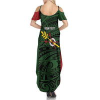 Personalised PNG Chimbu Province Summer Maxi Dress Bird of Paradise Tattoo Flag Motif - Polynesian Pride