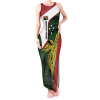 Personalised PNG Chimbu Province Tank Maxi Dress Bird of Paradise Tattoo Flag Motif LT9 Women Red - Polynesian Pride