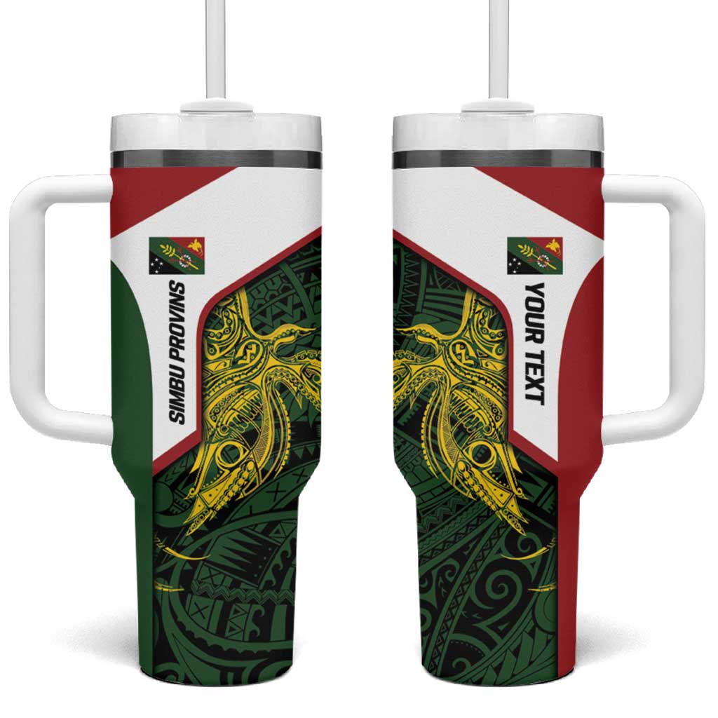 Personalised PNG Chimbu Province Tumbler With Handle Bird of Paradise Tattoo Flag Motif - Polynesian Pride