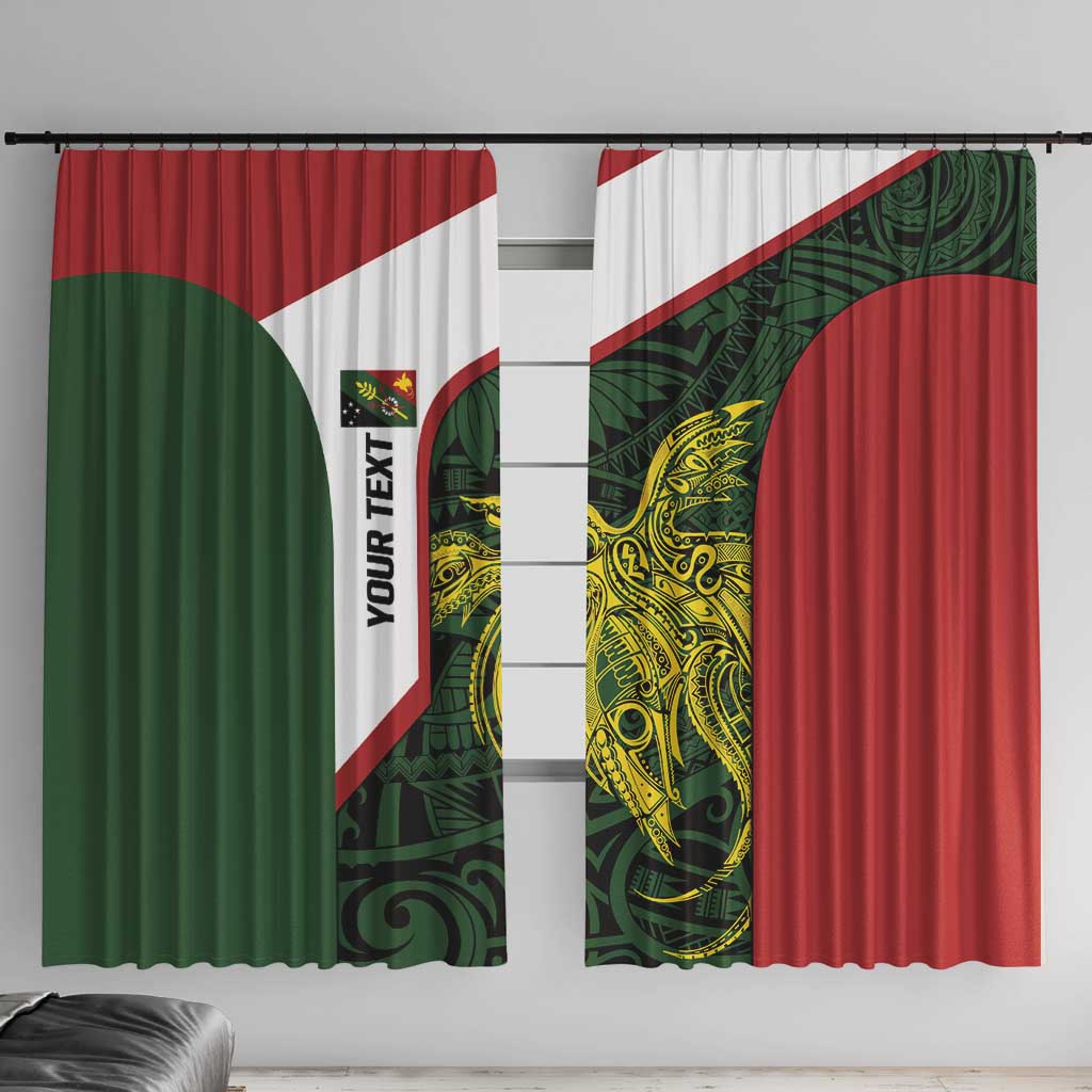 Personalised PNG Chimbu Province Window Curtain Bird of Paradise Tattoo Flag Motif LT9 With Hooks Red - Polynesian Pride