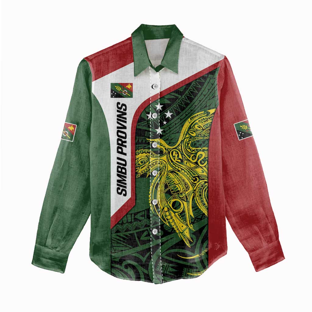 Personalised PNG Chimbu Province Women Casual Shirt Bird of Paradise Tattoo Flag Motif - Polynesian Pride