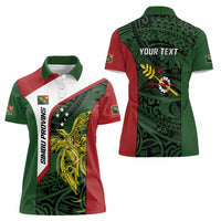 Personalised PNG Chimbu Province Women Polo Shirt Bird of Paradise Tattoo Flag Motif - Polynesian Pride