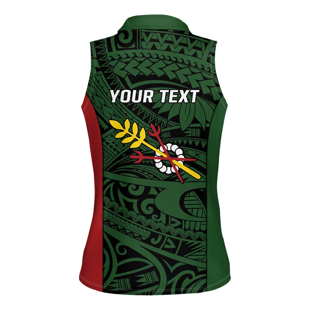 Personalised PNG Chimbu Province Women Sleeveless Polo Shirt Bird of Paradise Tattoo Flag Motif - Polynesian Pride