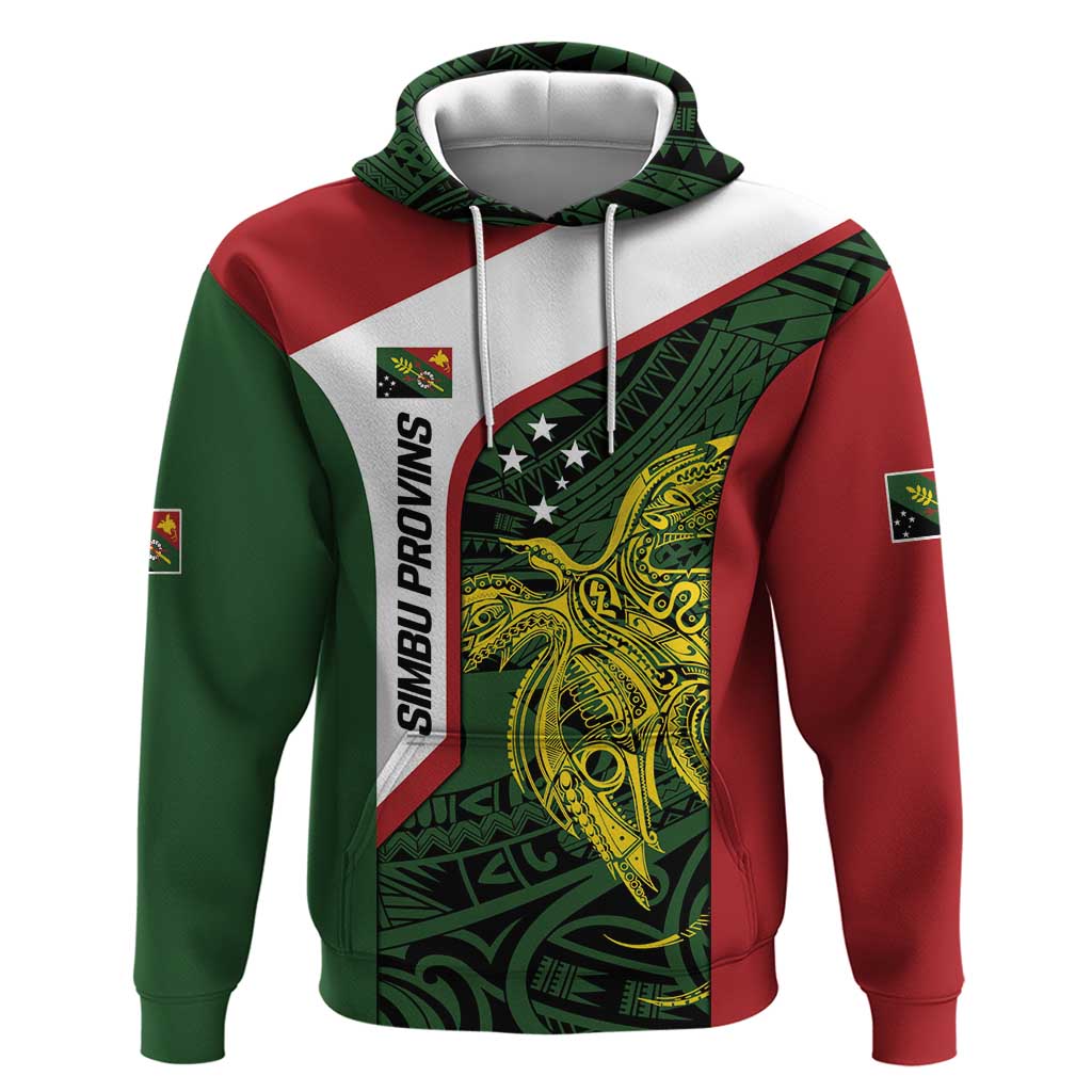 Personalised PNG Chimbu Province Zip Hoodie Bird of Paradise Tattoo Flag Motif - Polynesian Pride