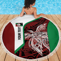 Personalised PNG East New Britain Province Beach Blanket Bird of Paradise Tattoo Flag Motif - Polynesian Pride