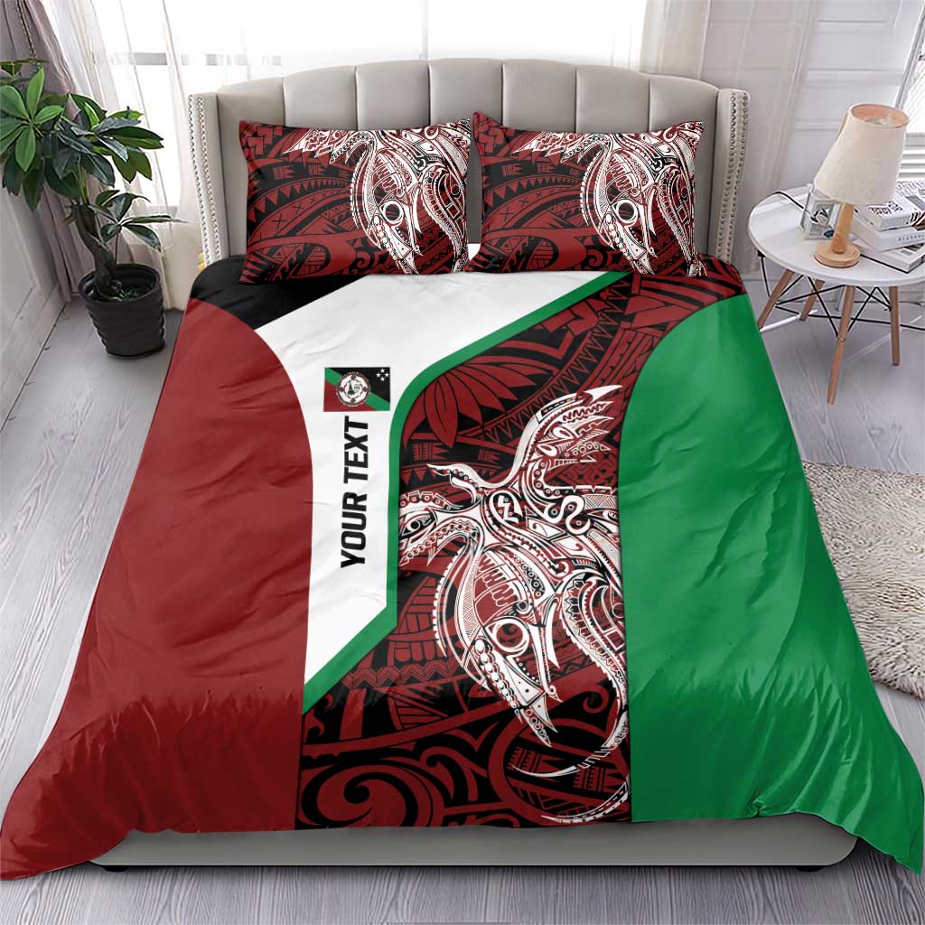 Personalised PNG East New Britain Province Bedding Set Bird of Paradise Tattoo Flag Motif - Polynesian Pride