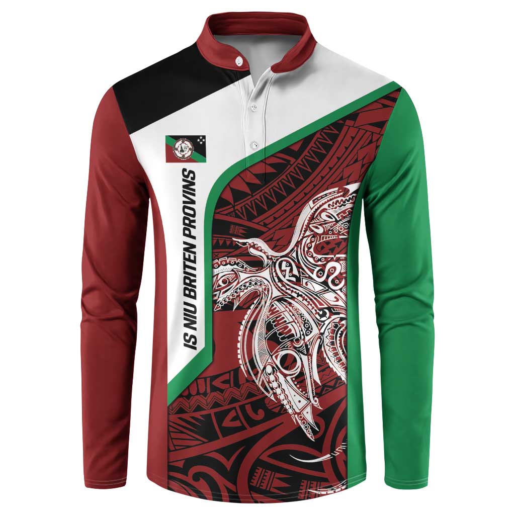 Personalised PNG East New Britain Province Button Sweatshirt Bird of Paradise Tattoo Flag Motif - Polynesian Pride