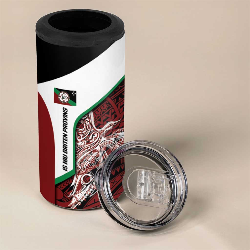 Personalised PNG East New Britain Province 4 in 1 Can Cooler Tumbler Bird of Paradise Tattoo Flag Motif LT9 - Polynesian Pride