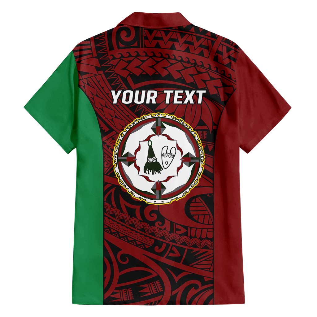 Personalised PNG East New Britain Province Family Matching Long Sleeve Bodycon Dress and Hawaiian Shirt Bird of Paradise Tattoo Flag Motif - Polynesian Pride