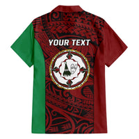 Personalised PNG East New Britain Province Family Matching Off Shoulder Short Dress and Hawaiian Shirt Bird of Paradise Tattoo Flag Motif - Polynesian Pride