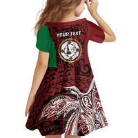 Personalised PNG East New Britain Province Family Matching Short Sleeve Bodycon Dress and Hawaiian Shirt Bird of Paradise Tattoo Flag Motif - Polynesian Pride