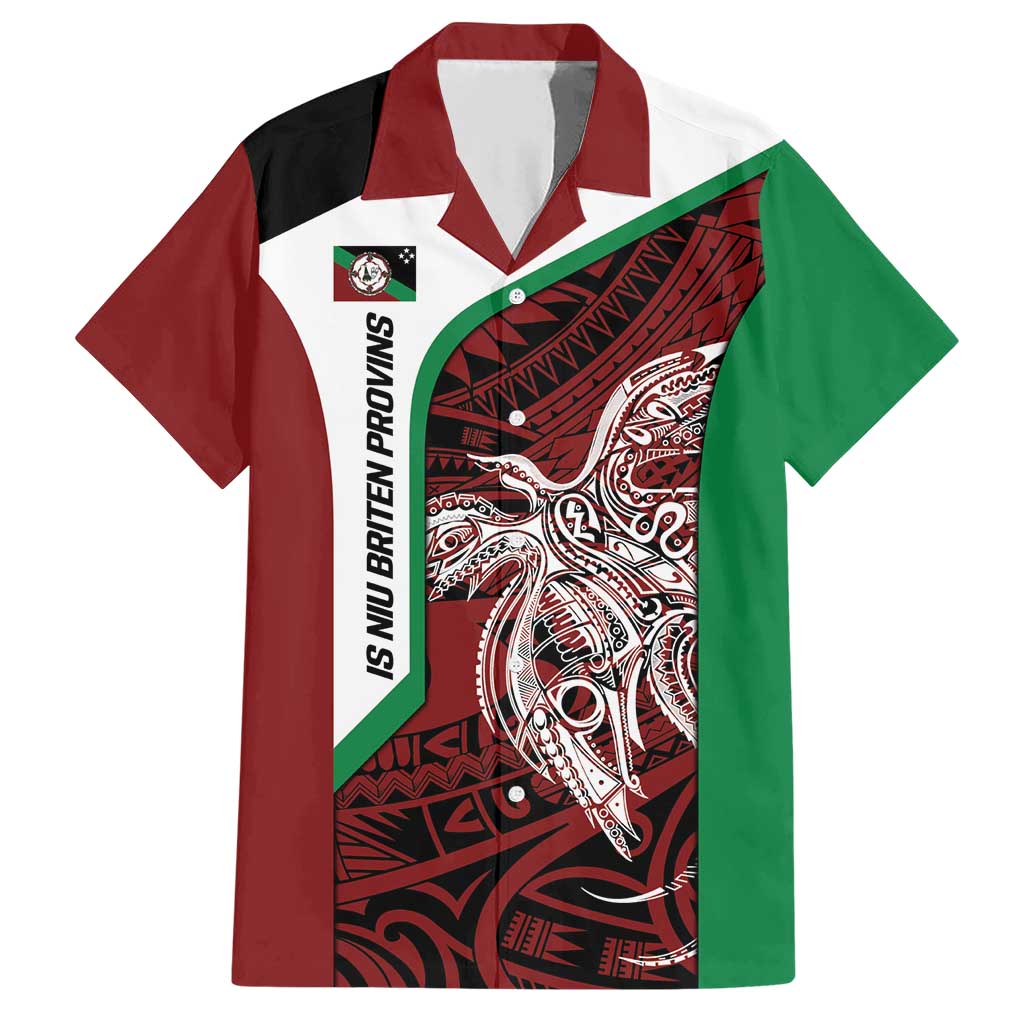 Personalised PNG East New Britain Province Family Matching Short Sleeve Bodycon Dress and Hawaiian Shirt Bird of Paradise Tattoo Flag Motif - Polynesian Pride