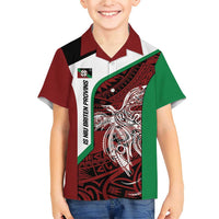 Personalised PNG East New Britain Province Family Matching Short Sleeve Bodycon Dress and Hawaiian Shirt Bird of Paradise Tattoo Flag Motif - Polynesian Pride