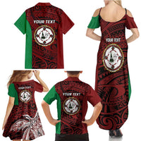 Personalised PNG East New Britain Province Family Matching Summer Maxi Dress and Hawaiian Shirt Bird of Paradise Tattoo Flag Motif - Polynesian Pride