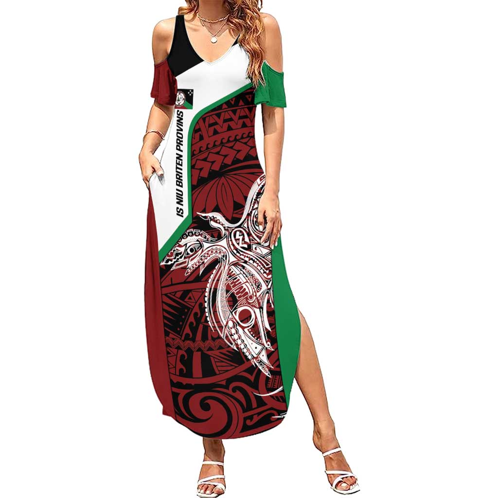 Personalised PNG East New Britain Province Family Matching Summer Maxi Dress and Hawaiian Shirt Bird of Paradise Tattoo Flag Motif - Polynesian Pride