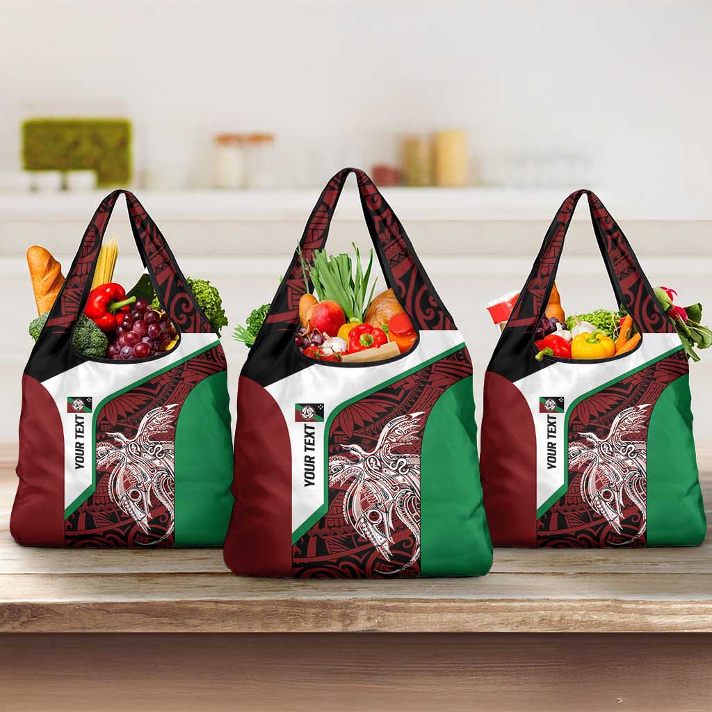 Personalised PNG East New Britain Province Grocery Bag Bird of Paradise Tattoo Flag Motif LT9 3-pack One Size Green - Polynesian Pride