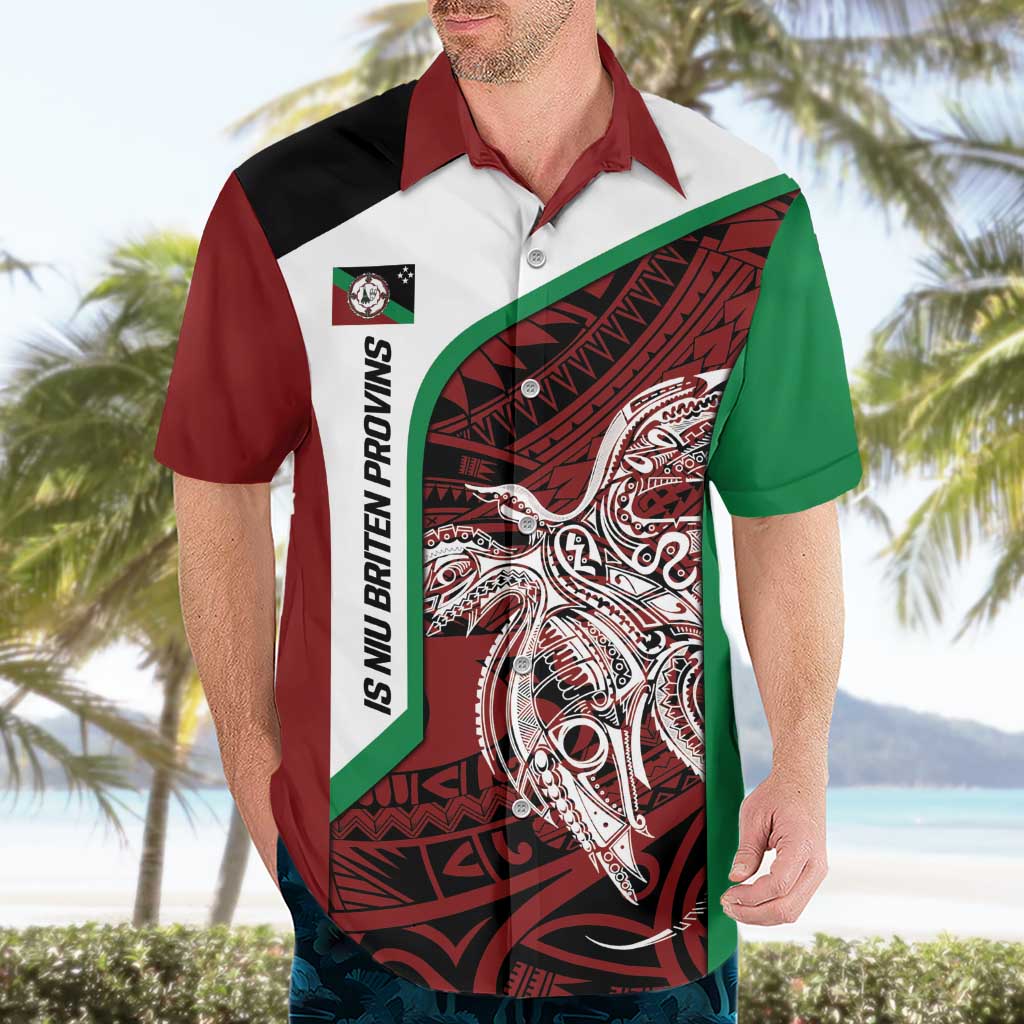 Personalised PNG East New Britain Province Hawaiian Shirt Bird of Paradise Tattoo Flag Motif - Polynesian Pride