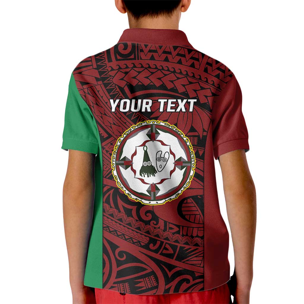 Personalised PNG East New Britain Province Kid Polo Shirt Bird of Paradise Tattoo Flag Motif - Polynesian Pride