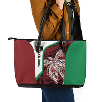 Personalised PNG East New Britain Province Leather Tote Bag Bird of Paradise Tattoo Flag Motif - Polynesian Pride